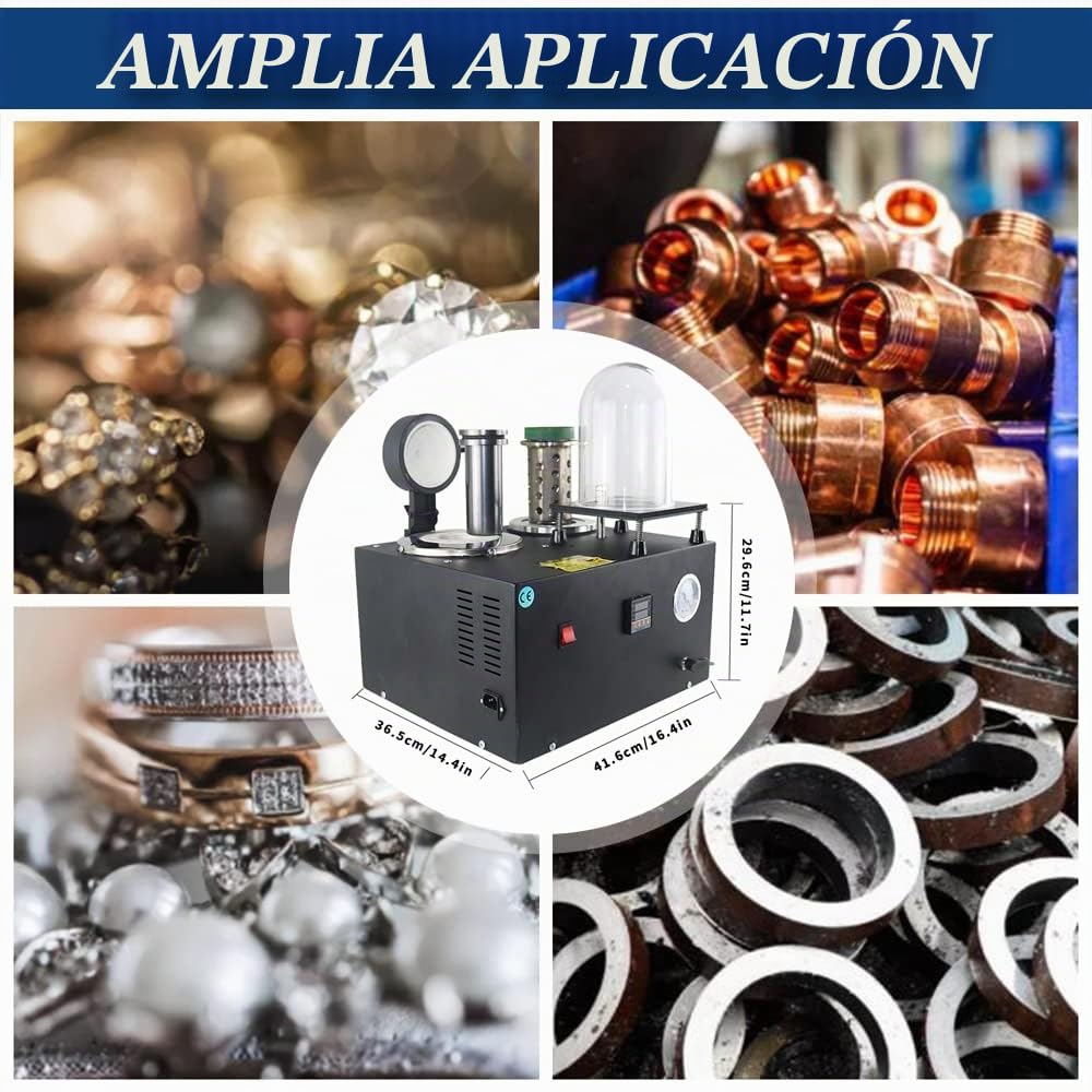 Máquina de fusión y fusión al vacío, pantalla digital, refinación a alta temperatura, herramienta de fundición de joyas de metales preciosos de 1/2 HP, horno de fusión de oro de 2 kg