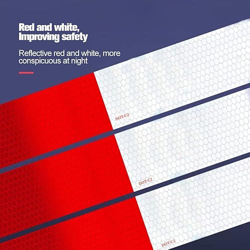 Miniatura 4 de DOT-C2 de 2 x 30 pies Cinta reflectante para remolque, intervalos rojos y blancos, cinta impermeable reflectante fuerte, adecuada para remolques,
