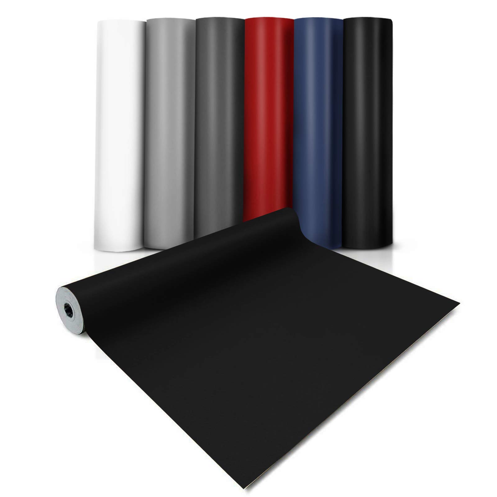 casa pura® CV Expotop Flooring, Extra Abrasion-Resistant PVC Flooring (Foamed), Plain Black, Textured Surface, Sold by the Metre (100 x 100 cm)