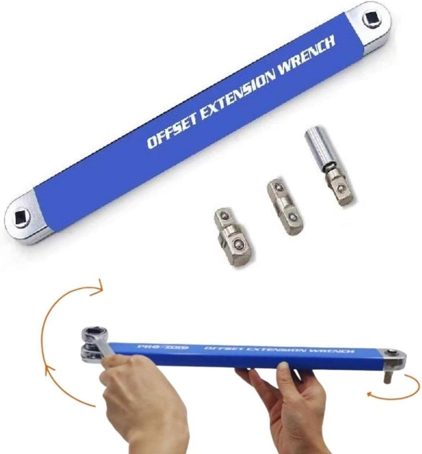 Juego de extensor de llave universal de trinquete multifuncional para reparación de automóviles en el hogar, viene con adaptador de accionamiento y enchufe de transmisión (azul)