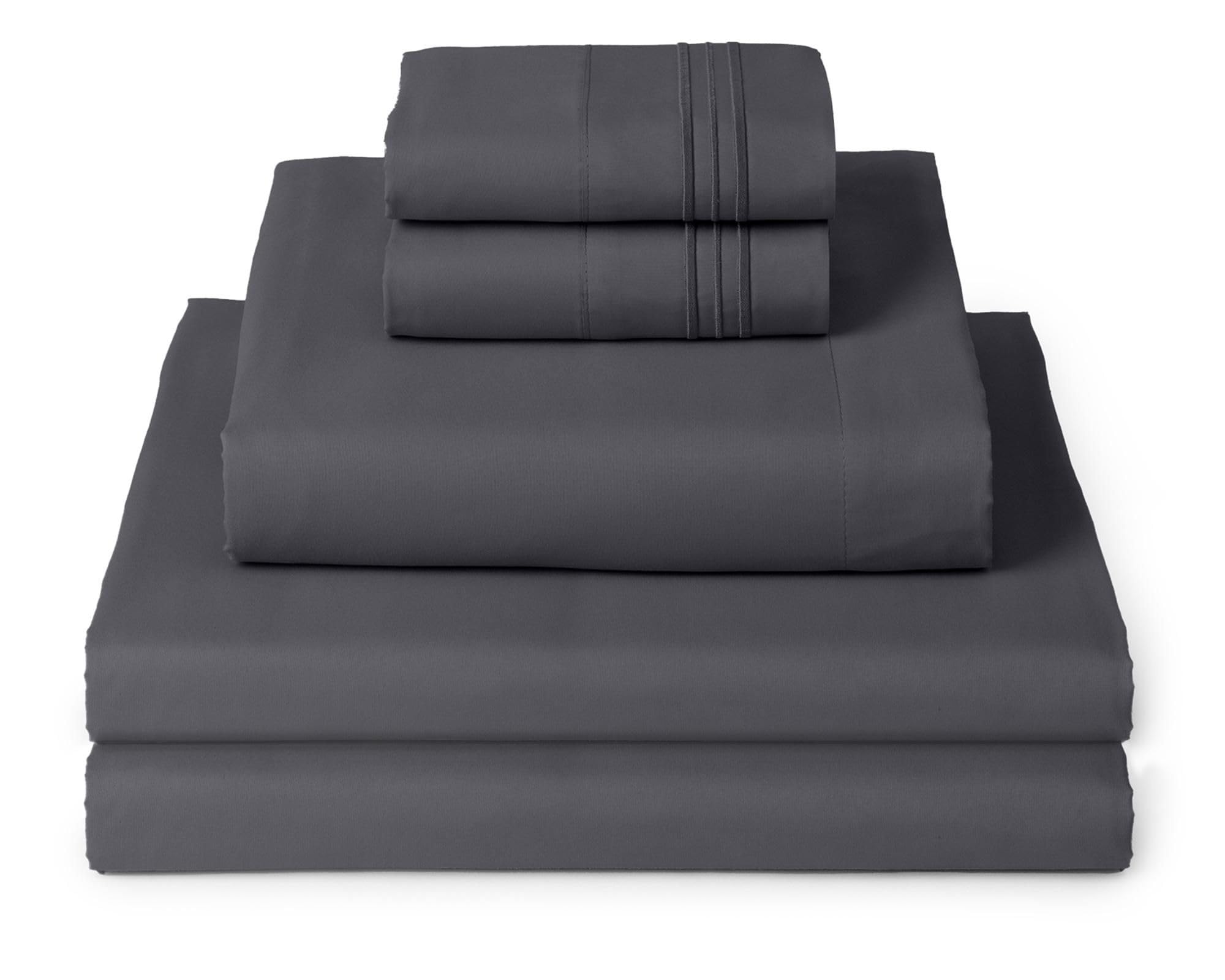 Mellanni Iconic 5-Piece, Ultra Soft Sheet Set (Split King, Charcoal)