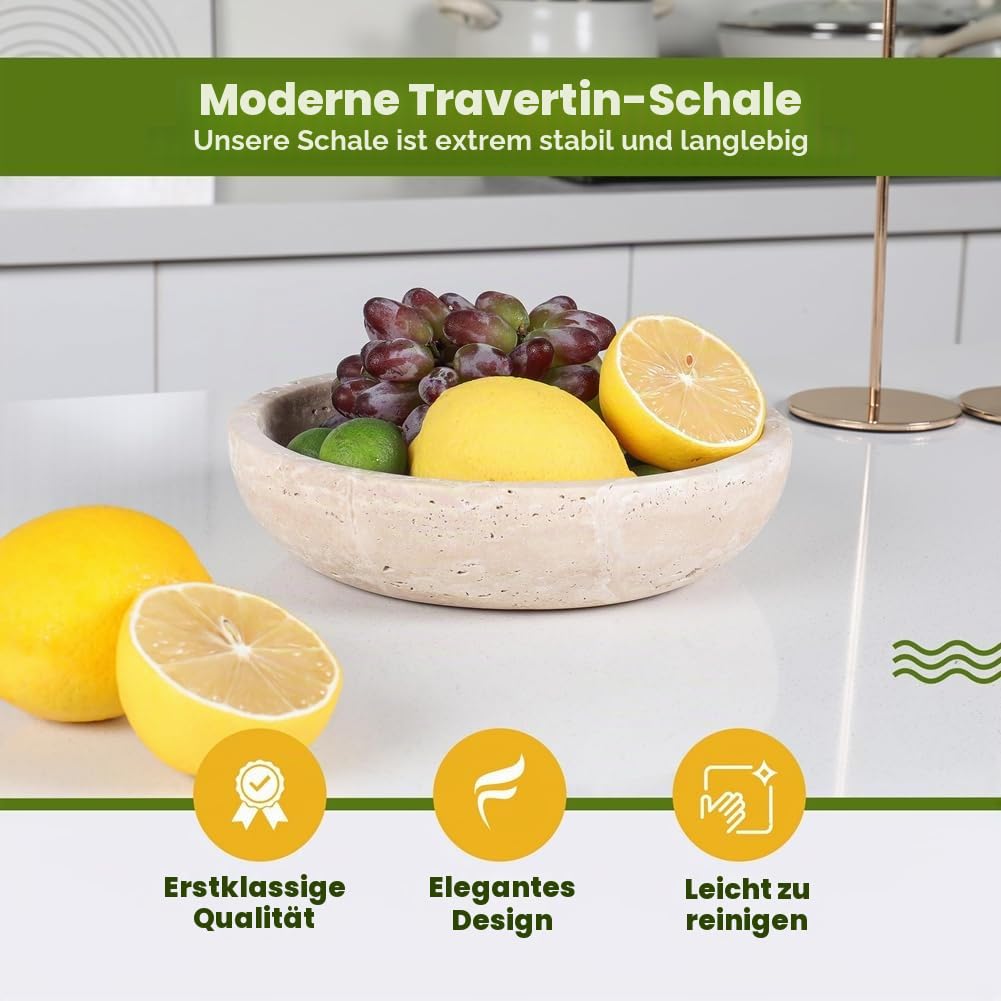 Breeshy Dekorative Schale Aus Travertin Als Heimdekoration - Mittelpunkt für Eingangsbereich oder Küche