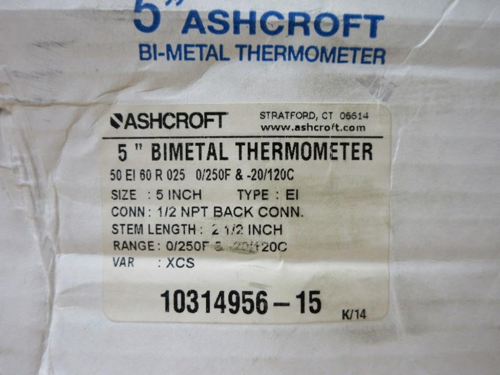 Ashcroft 50EI60R0250/250F 5" Bimetal Thermometer 50EI60R0250250F