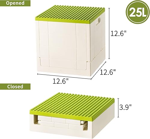 Miniatura 2 de SHIMOYAMA Caja de almacenamiento plegable de bloques de construcción, contenedor de almacenamiento plegable para bloques, juguetes, paquete de 3,