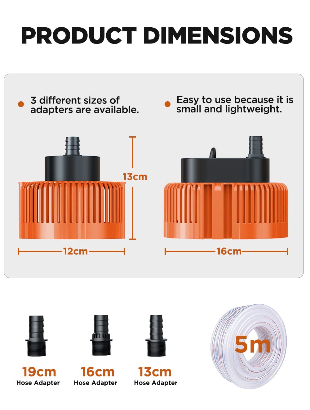 Pompe Submersible Pour Piscine, Cave, éTang, De Jardin, Pompe Piscine Avec Tuyau De Vidange Et CâBle D'Alimentation Extra Long De 25 Pieds, Pompe d'évacuation eaux claires (Orange)