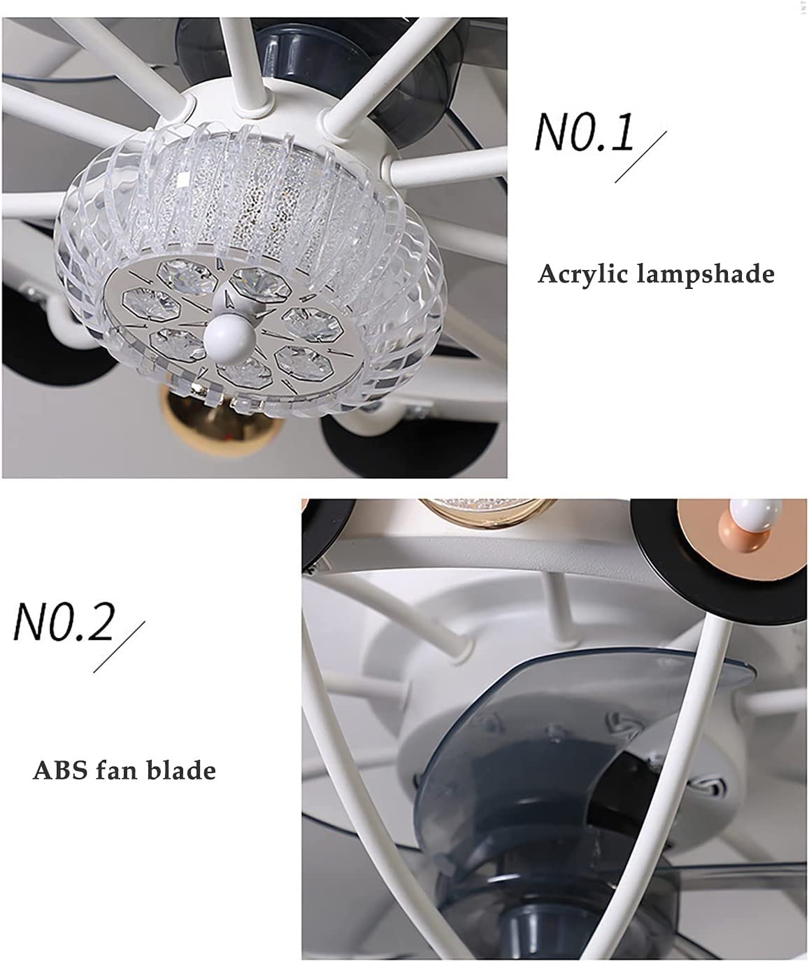 Ściemnialny Wentylator Sufitowy Z Oświetleniem Wentylator LED Lampa Sufitowa Pilot 10-głowicowy Lampa Sufitowa Do Salonu Sypialnia Pokój Dziecięcy Jadalnia 3 Prędkości Z Wyłącznikiem Czasowym