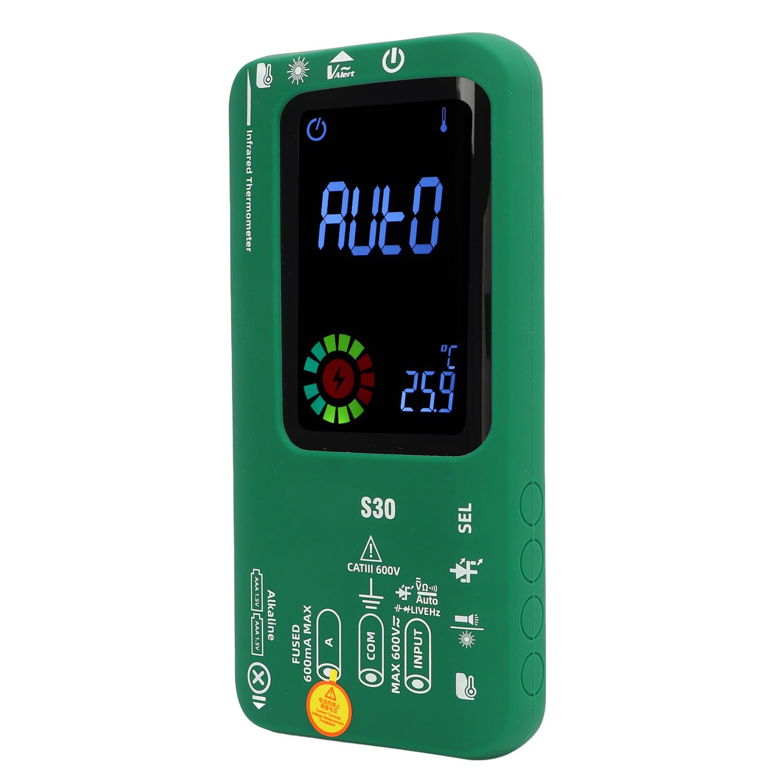 Cocoarm Multimetr Cyfrowy ABS Wielofunkcyjny Multimetr 9999 zliczeń Wyświetlacz LCD Termometr na podczerwień Analizator Obwodów do Warsztatu Samochodowego Naprawa Domu Testowanie Elektryczne