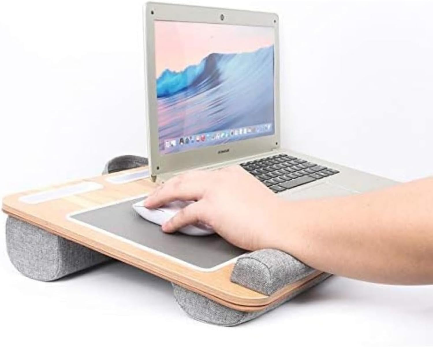 クッションテーブル（パソコンスタンド・膝上テーブル・タブレットスタンド・上下昇降・高さ変更可能・マウスパッド付・メッシュクッション）  EZ2-HUS019BK | 激安通販のイーサプライ Joxoilso 膝上テーブル ノートパソコンデスク ワイヤレス充電機能搭載 弾力性パッド タブレット専用置き台 折りたたみ設計 膝