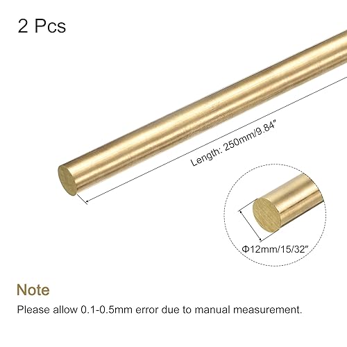 Miniatura 22 de MECCANIXITY Varillas redondas de latón, barra de torno de varilla redonda maciza de latón de 3/8 pulgadas, barra de latón de 0.394 in x 3.937 in