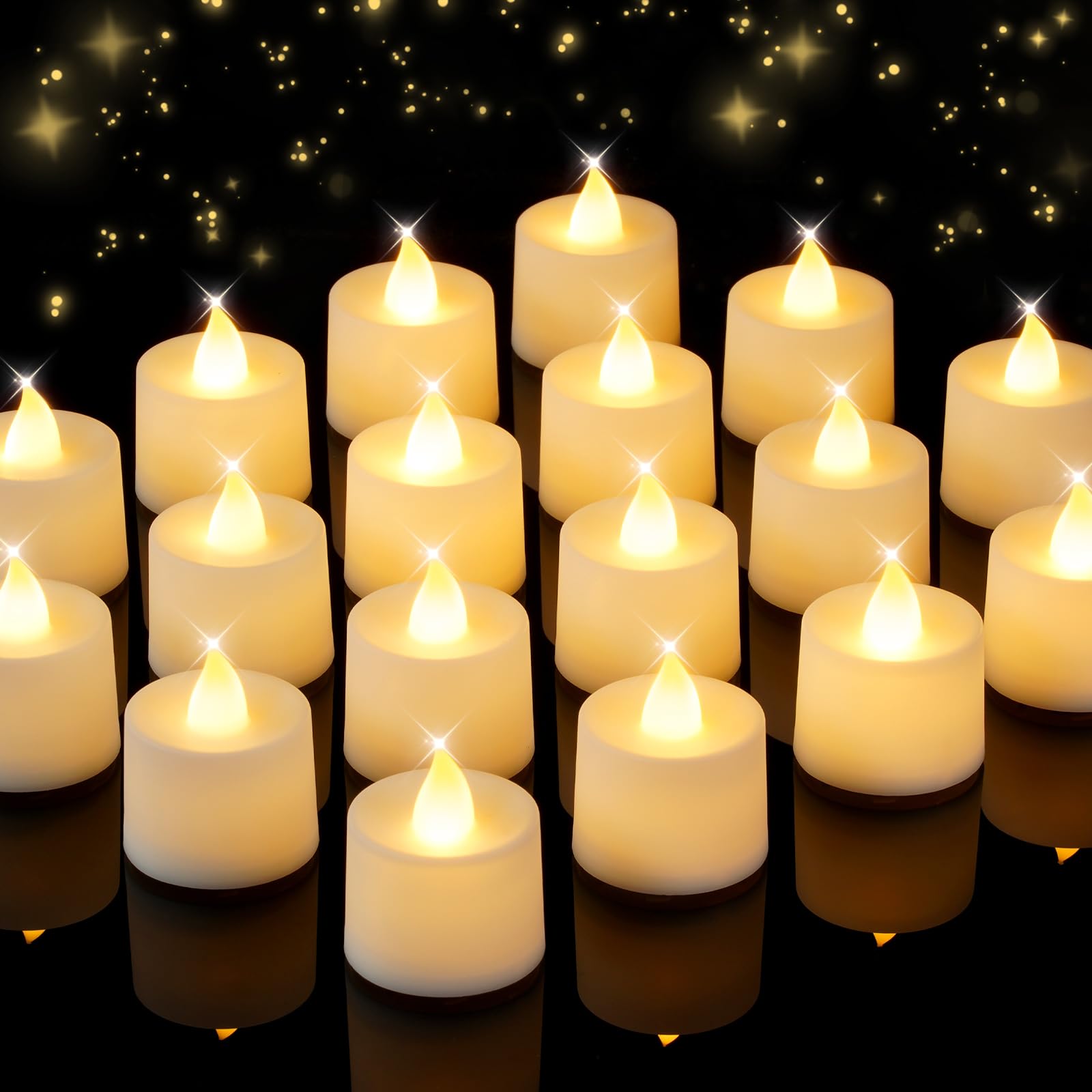 Homemory 50 Pack Led Tea Light Electric Battery Candle Fake Flamless, Long Last 100+ Hours, for Halloween, Holiday, Christmas, Home Decorations