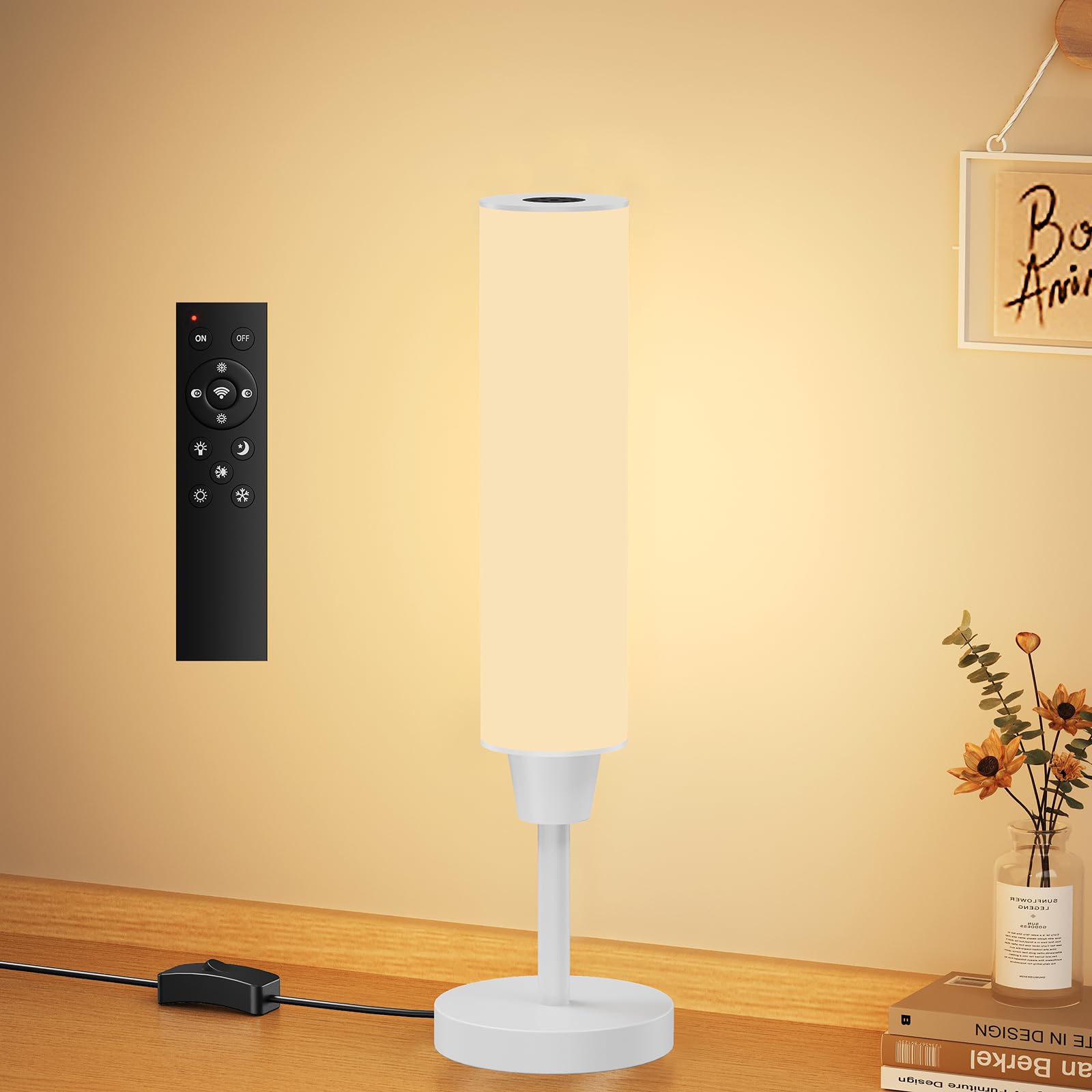 Lampa stołowa z pilotem, biała