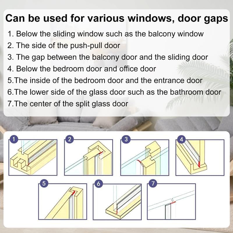 16.4Ft Door Weather Stripping, (1.38in Width) Weather Stripping Door Draft Stopper Adhesive Seal Strip Anti Draft Insulation Tape for Doors Windows and Shower Doors (1 PC)