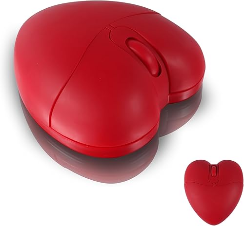Miniatura 8 de elec Space - Ratón inalámbrico Bluetooth recargable, ratón silencioso y elegante con forma de corazón para portátil, PC - Alcance de 10m (Rosa)