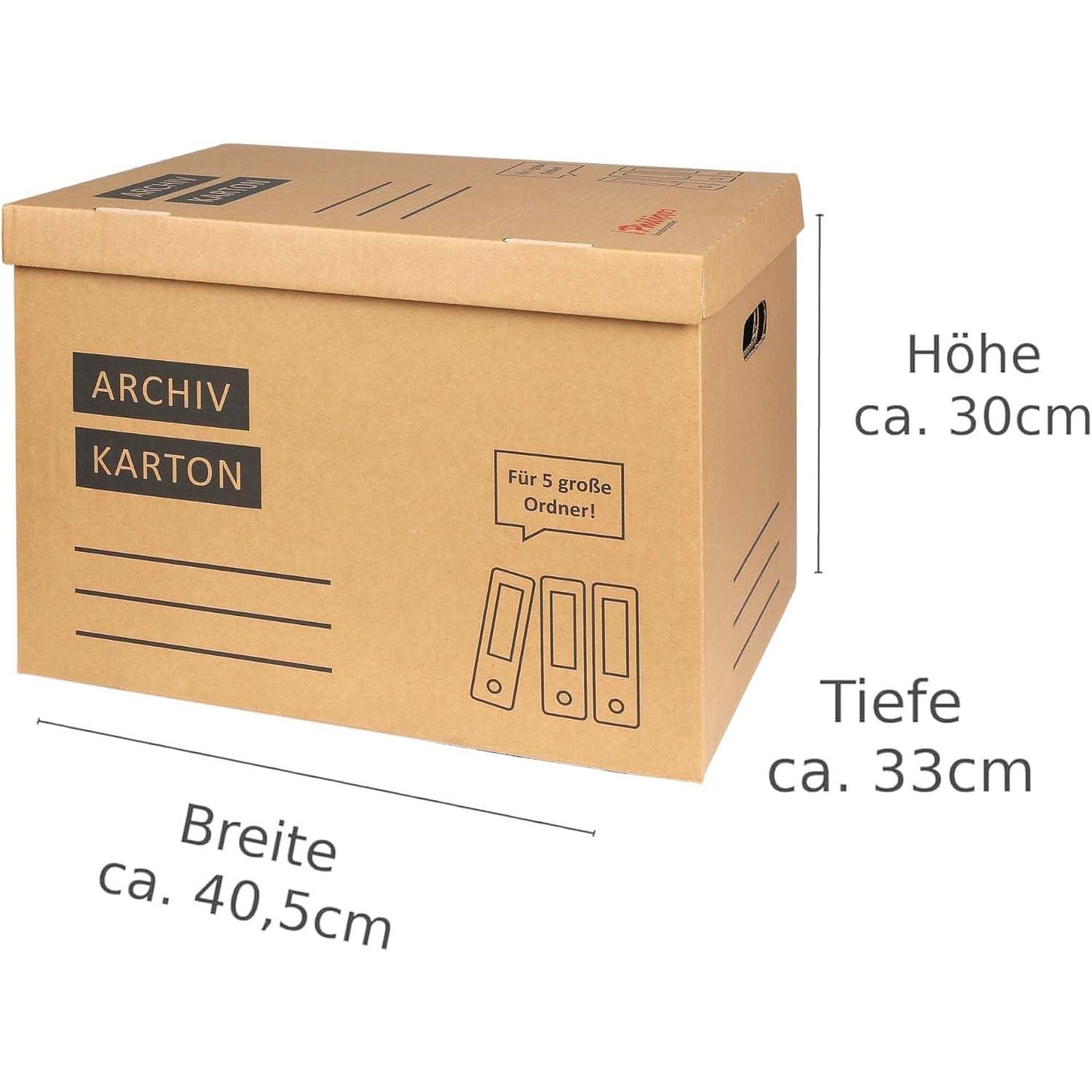 Archivkarton 10er Aktenkarton A4 Ordnerbox Archivbox Klappdeckel Stabil | BURI, je 5 Ordner, Archivschachtel, Dokumentenbox, Transportbox, Organisation, Büro, Lagerung, Wellpappe, robust