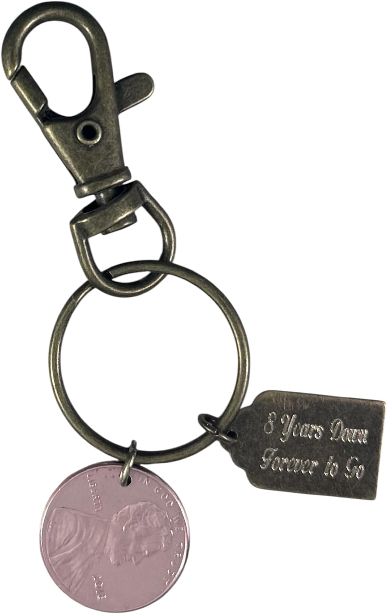 Year 2018 United States Penny Coin Bronze Keyring, 8th Anniversary Keepsake, Bronze Anniversary, Couples Keychain