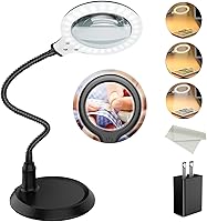Vista 10 de Lámpara de escritorio recargable de 5 aumentos, lupa manos libres con luz y soporte, diseño plegable con 30 luces LED para leer, pasatiempos