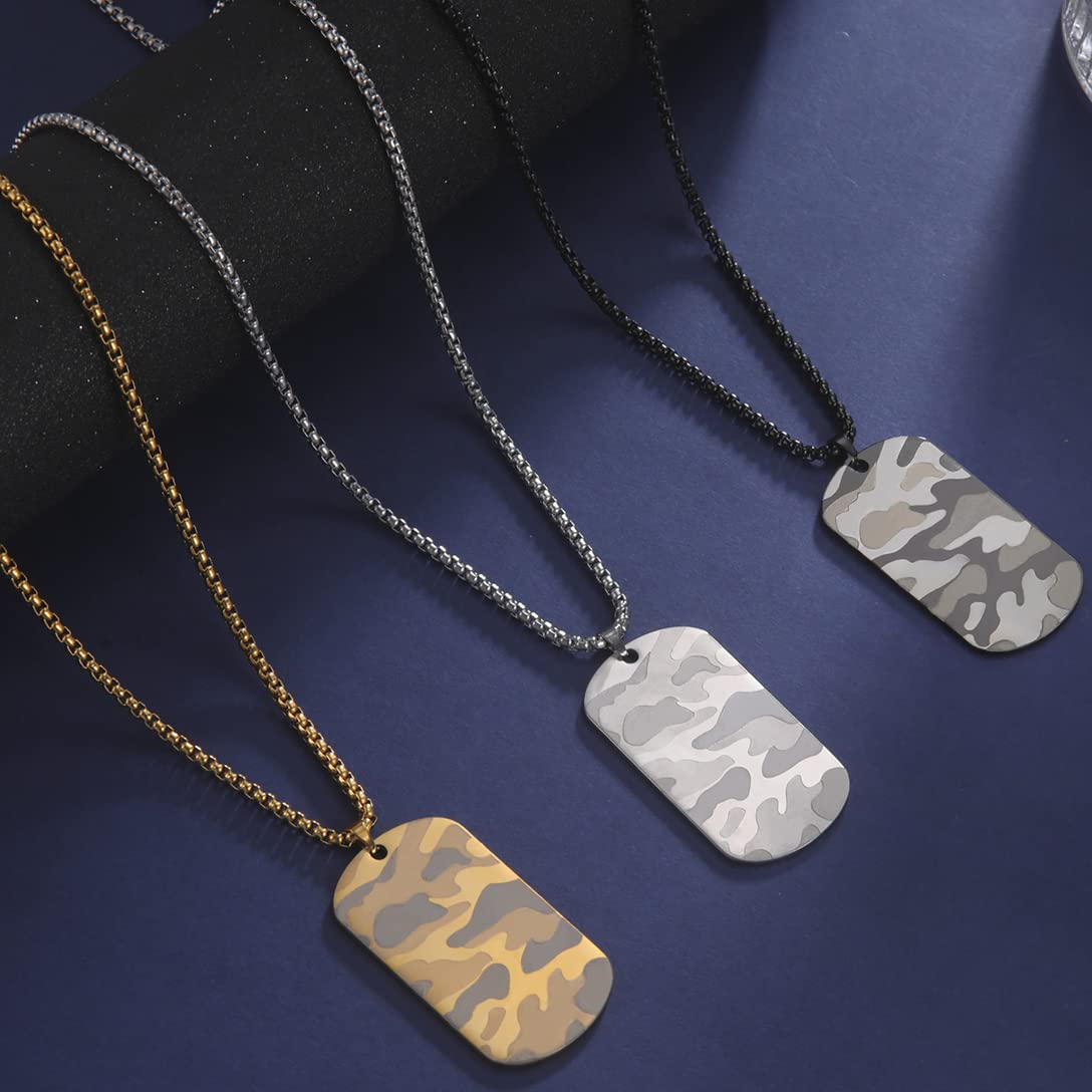 Collana Militare Mimetico Hip Hop Con Medaglietta Per Cani - Ciondolo In Acciaio Per Uomo E Donna - Foto 13