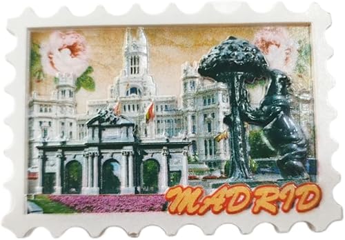 Miniatura 1 de Madrid España - Imán de nevera en forma de sello 3D, regalo de recuerdo de resina, hecho a mano, imán de nevera, colección de decoración para el