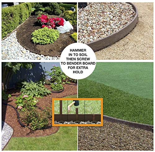 One Stop Outdoor (20-Pack) Heavy Duty, Brown Landscape Lawn & Garden Border Edging Stakes - Easy Install Terrace & Bender Board (20) #TOP1