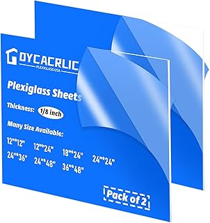 2 Pack 18x24 inch Clear Acrylic Sheets 1/8" Thick