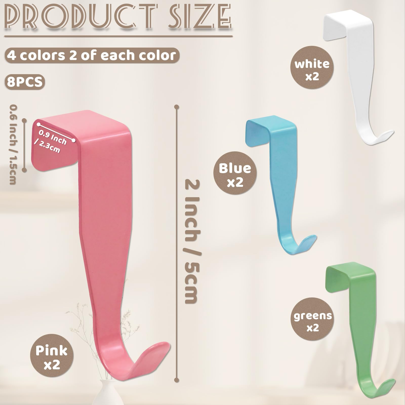 NEETUE 8 pcs Over The Cabinet Door Hooks Kitchen Towel Hooks for Cabinets Small Over The Door Hooks Stainless Steel Door Hooks Over Cabinet Hook for Home Kitchen Bathroom Decoration (Multicolour)