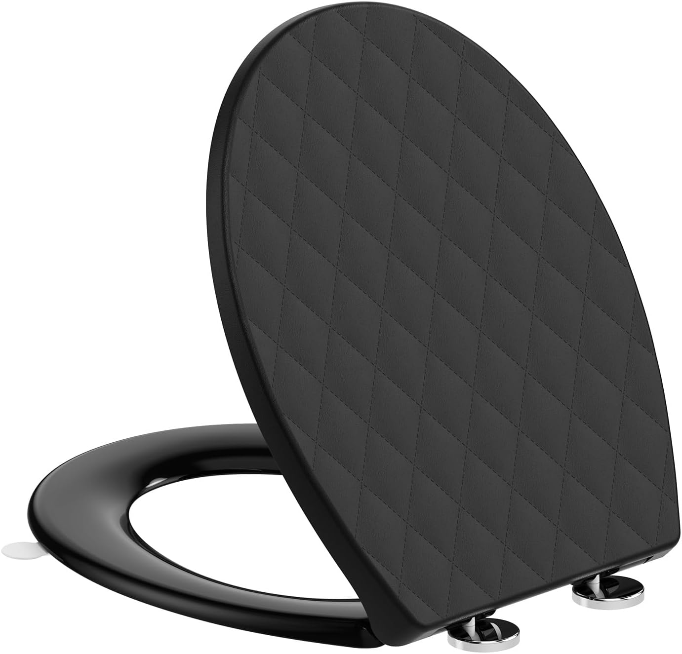 Toilet Lid with Soft-Close Mechanism, Oval, Black, Toilet Seat with Quick Release - Easy to Clean and Assembly, Toilet Seat Including Installation Template, 44.6 x 37.1 cm