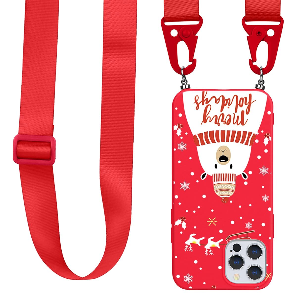 Yoedge Funda Con Cuerda Para Apple IPhone XR 6,1", Carcasa Con Cadena Corta Colgante Pulsera, Silicona Suave Antigolpes Protector Cover Case Con Ciervo De Navidad Dibujos Para IPhoneXR, Alce 3