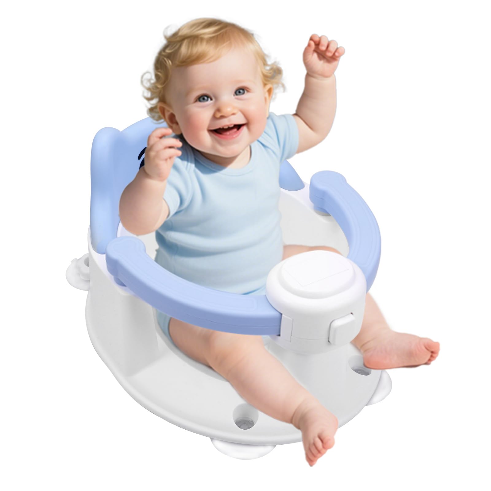 Asiento de Bañera para Bebés a Partir de 6 Meses, Silla Bañera Bebe con 4 Ventosas, Asiento Bebe Bañera para Ducha o Infantil, Regalos de Baño y Ducha para Niños Pequeños y Recién Nacidos (Azul)