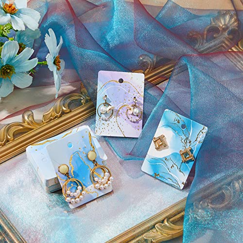 image for Hicarer 800 Pieces Earring Cards Marble Design with Gold Lines Jewelry