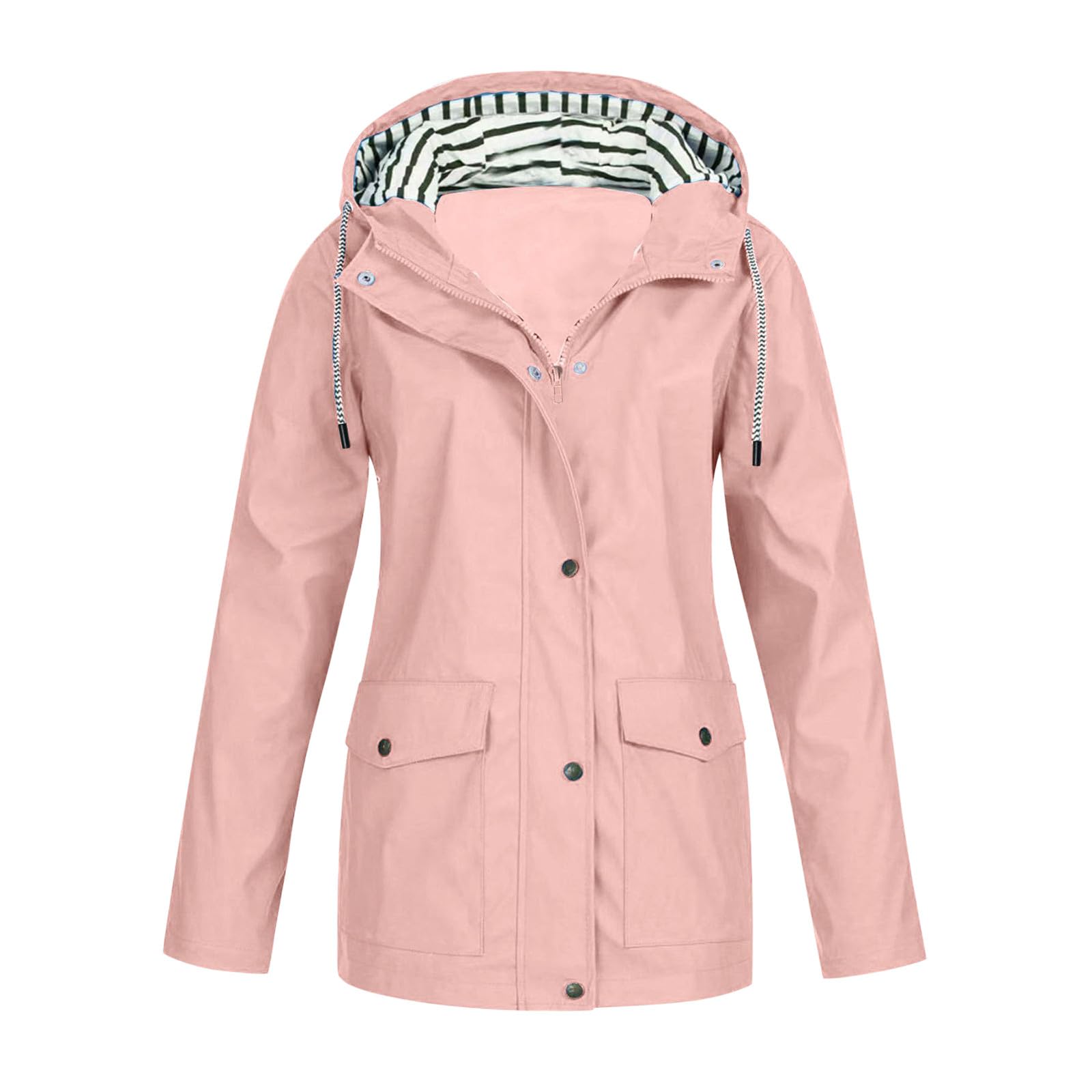Genérico Chaqueta De Mujer-Chaqueta Impermeable Para Mujer Con Capucha Ligera De Manga Larga Cortavientos Con Cremallera CordóN Y Bolsillos