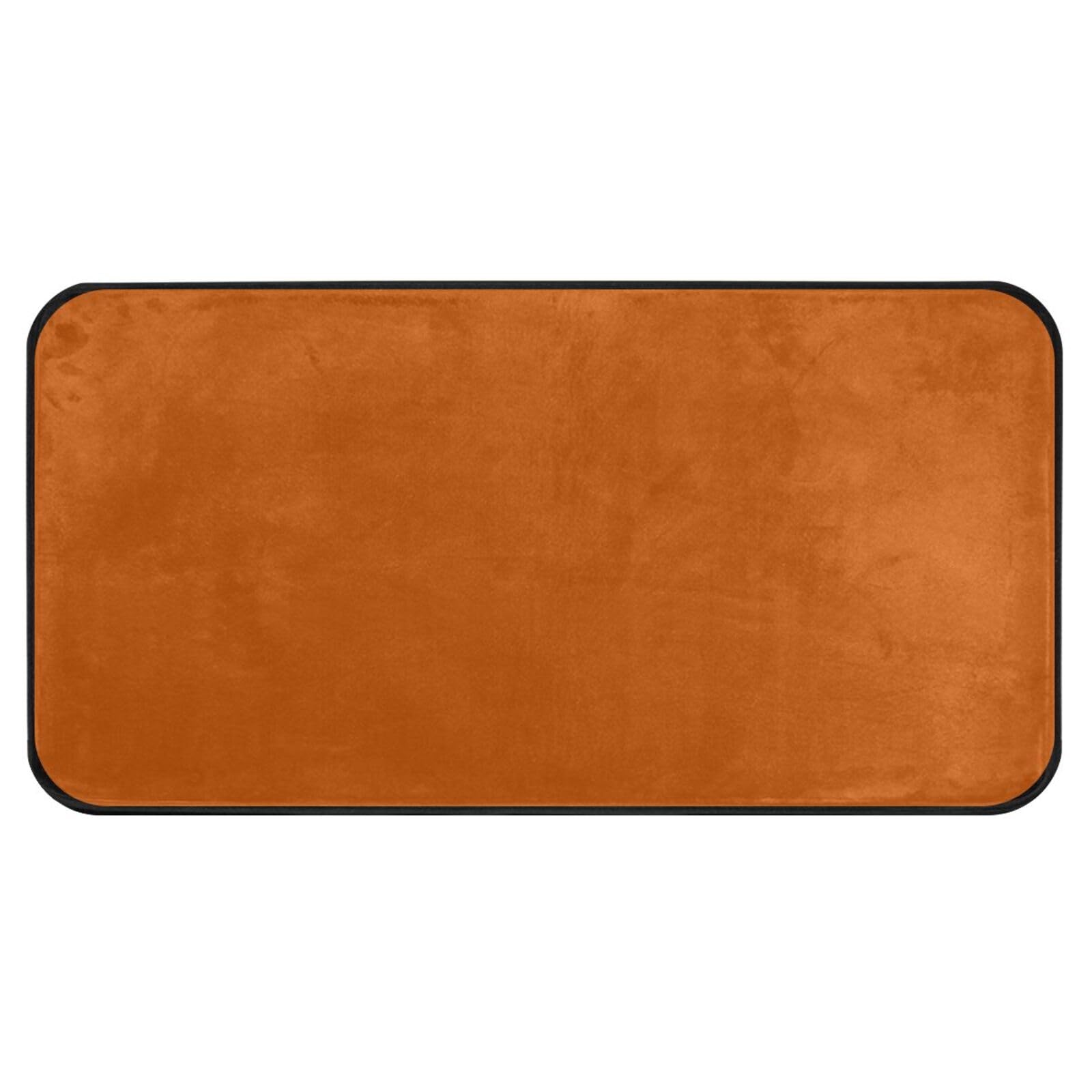 Burbuja Plain Rust Orange Solid Color Kitchen Rug 20x39 in, Washable Non Slip Runner Mat with Rubber Backing, Floor Mat for Kitchen Living Room