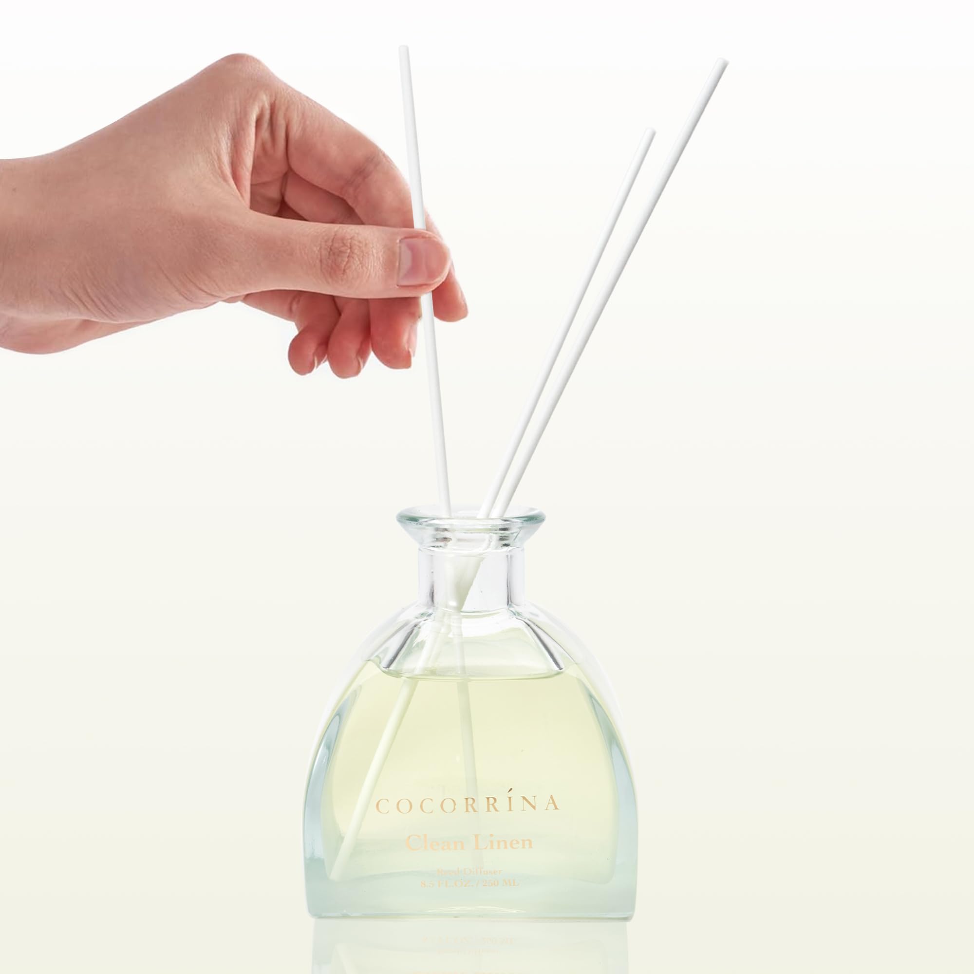 COCORRÍNA Fiore Diffusore Profumo Ambiente 250ml, Clean Linen, con 8 Bastoncini di Fragranza, Naturale, di Lunga Durata, per la Camera da Letto, L'Ufficio, Il Bagno