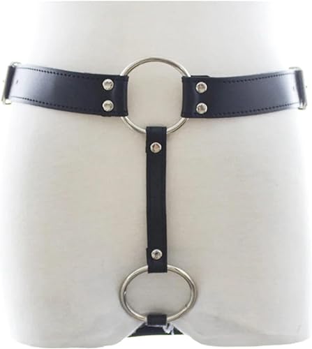 Miniatura 3 de Arnés de piel sintética con tapón de castidad masculino, dispositivo de bragas con vibrador anal, tanga para mujeres y hombres, juguetes sexuales