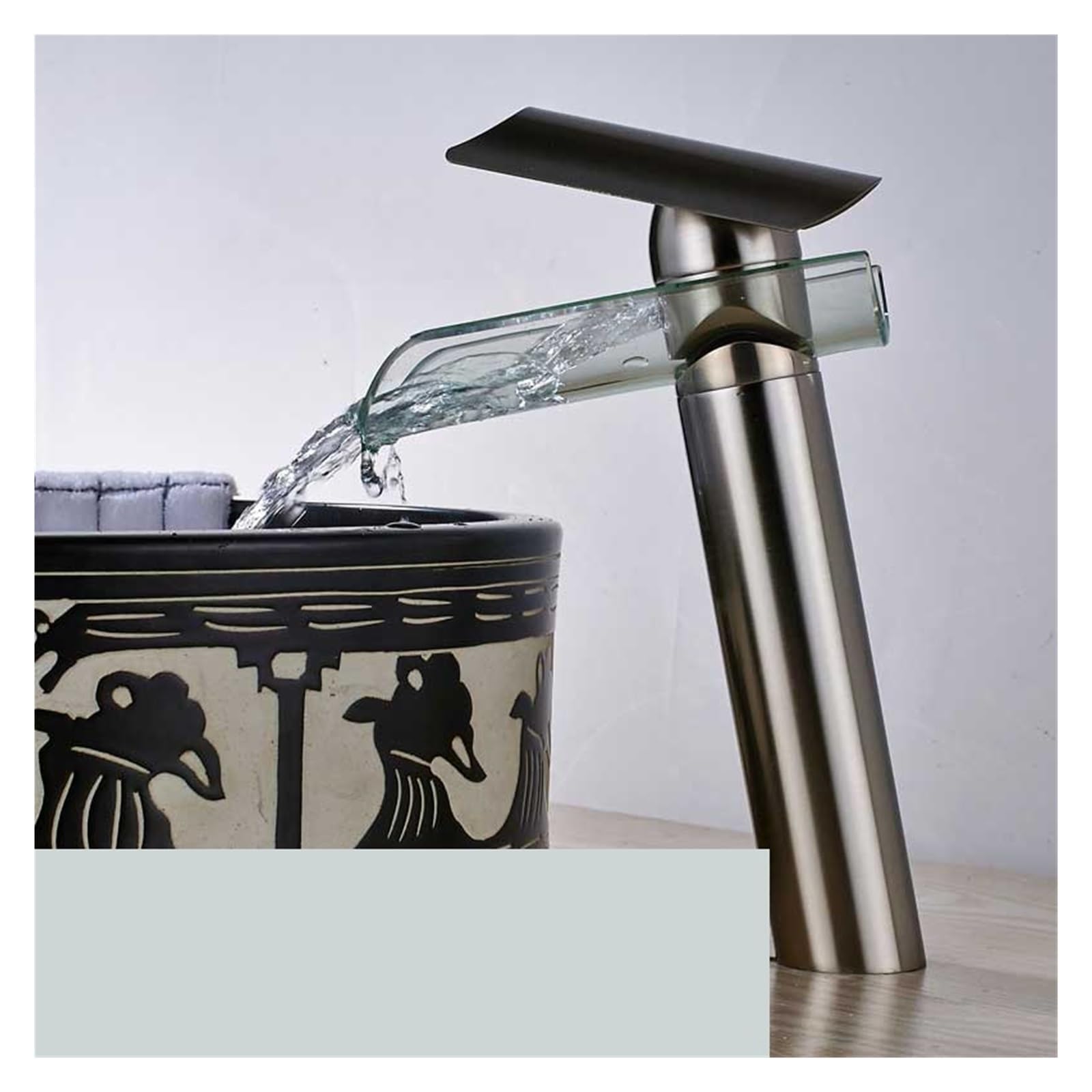 Mitigeur de salle de bains cascade verre robinet eau chaude et froide