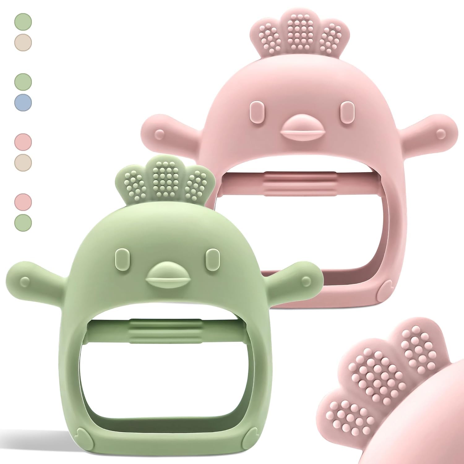 TKLake 2 Pack Baby Teething Mittens, Soft Silicone Teething Gloves for Babies 0-6 Months