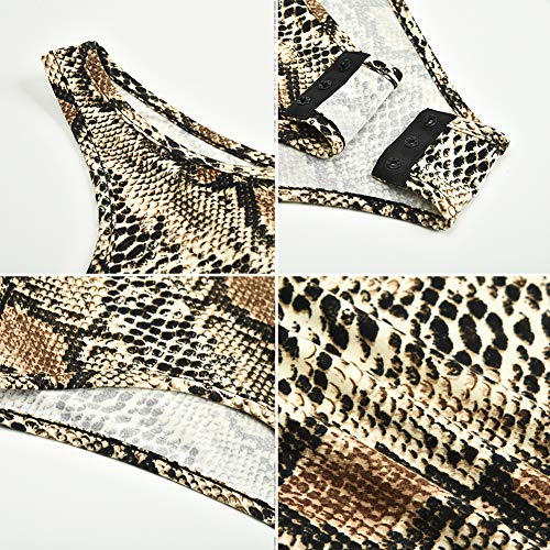 Queen.m Women's Sexy Bodysuit Leopard Snake Skin Leotard Tank Top Sleeveless Scoop Neck Bodycon Jumpsuit Onesie Romper #TOP4