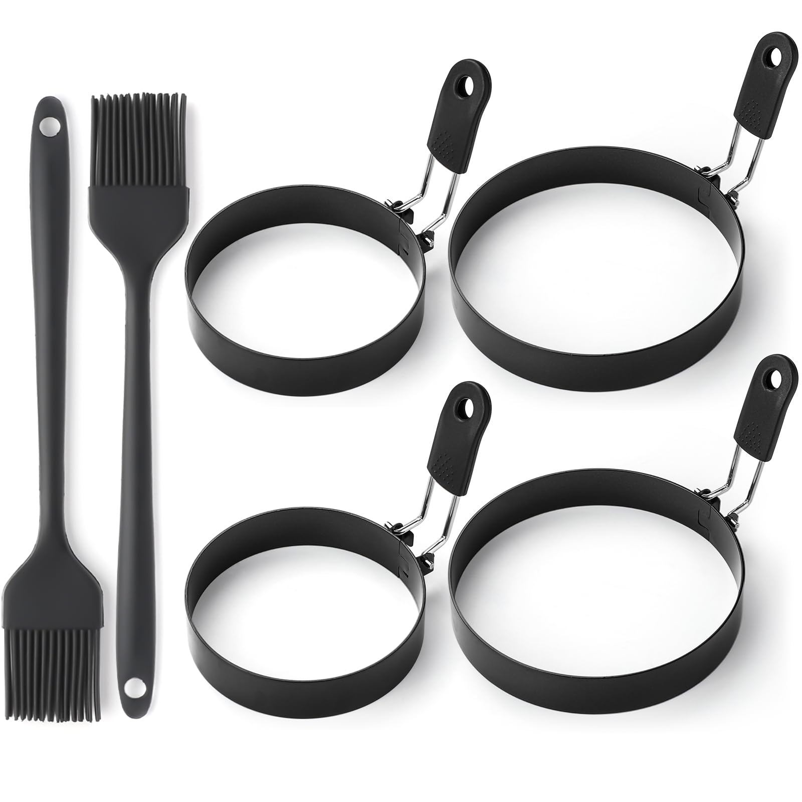 Moules ronds en acier inoxydable noir pour œufs et crêpes