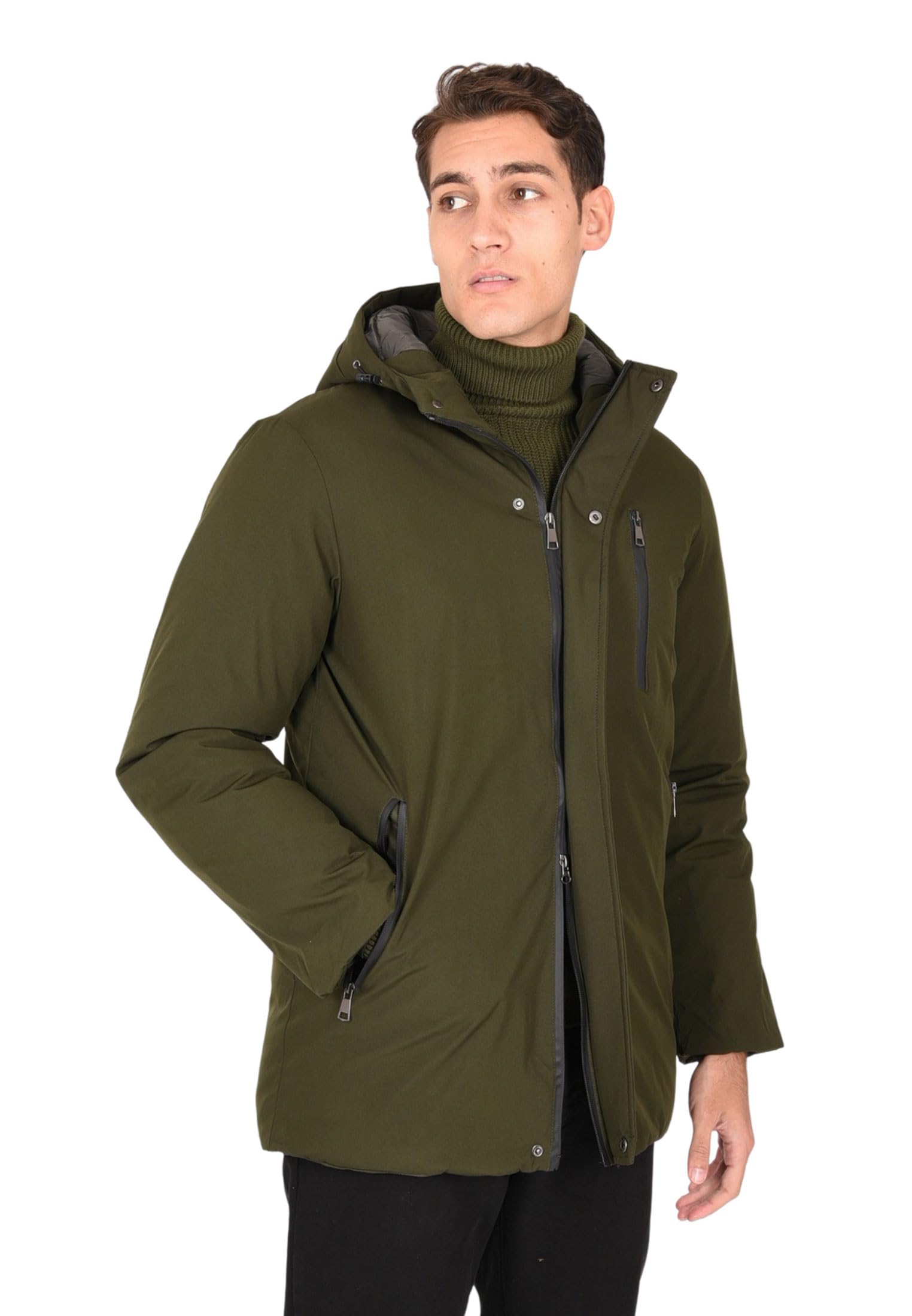 Ciabalù Parka Uomo Invernale Impermeabile con Cappuccio Slim Fit Giaccone Imbottito Pesante