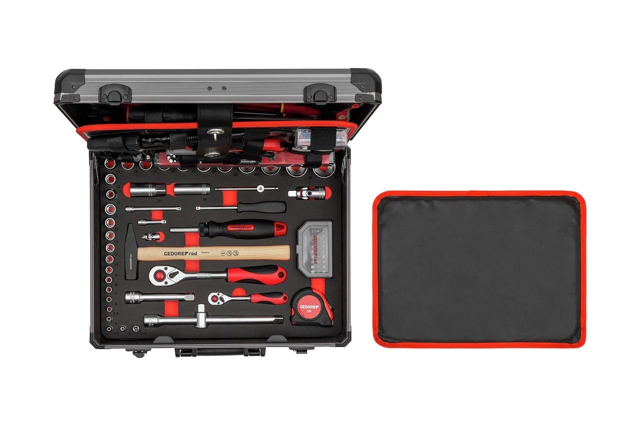 Gedore RedTool case, 138-pc. set, Complete, Tools for trades and DIY, in Aluminium case, R46007138