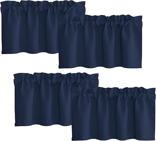 Miniatura 6 de NICETOWN 2 paneles de cortinas opacas con ojales de 52 x 120 pulgadas de largo con 4 paneles de 42 x 16 pulgadas de largo, cenefas opacas para