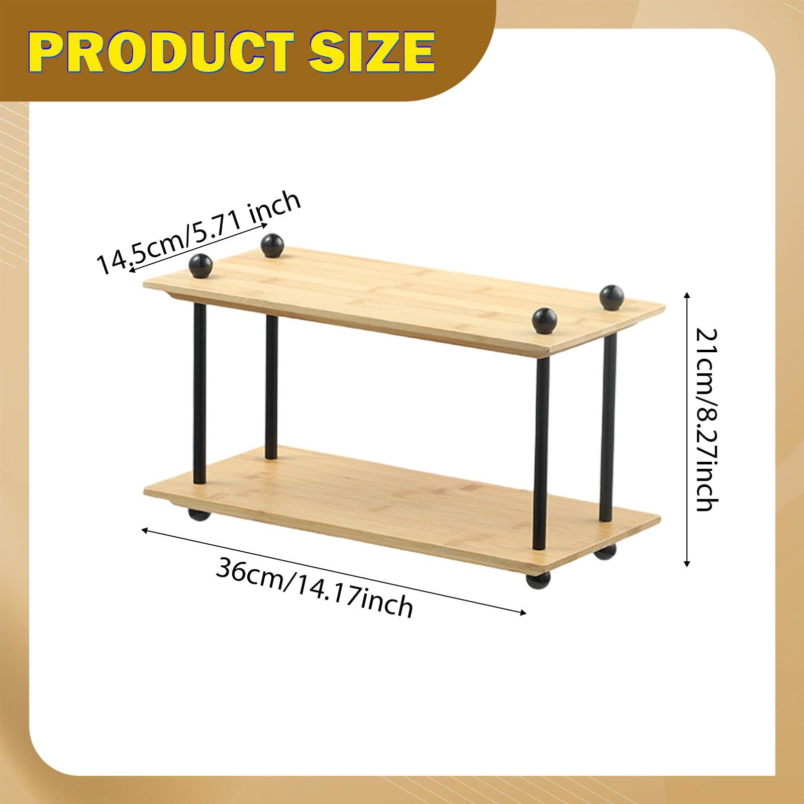 Gralara Organizer da Scrivania con Ripiano per Organizzazione Scaffale Multifunzione da Piano Supporto per Tazze E Oggetti Decorativi Struttura Resistente in, bambù 2 Strati