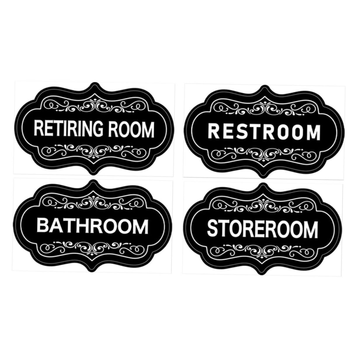 FUNOMOCYA Funny Restroom Signs Set 4pcs Bathroom Door Stickers Waterproof Washroom Decor for Home Office Restroom Indicator