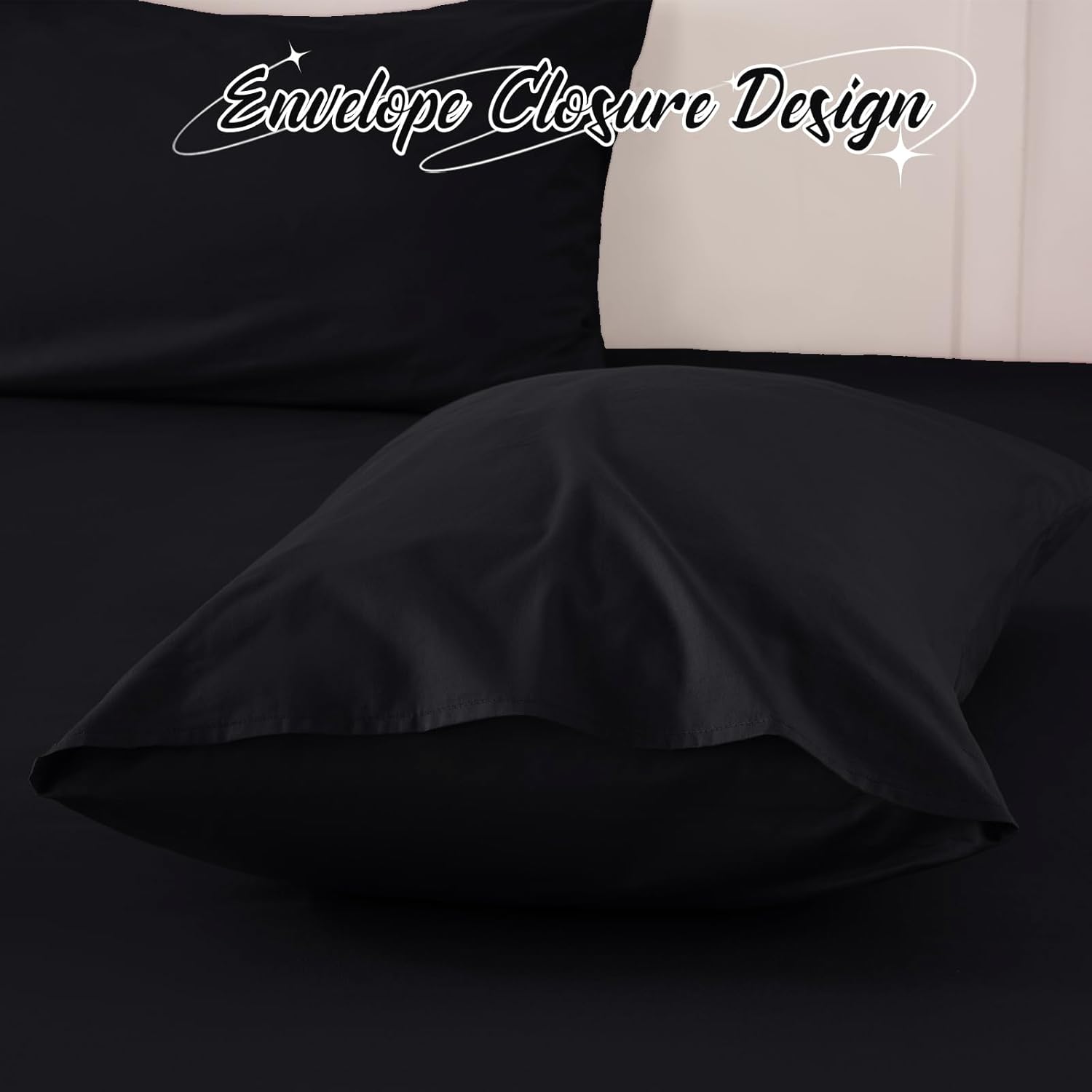 Homiest 3PCS Pure Cotton Fitted Sheet & Pillowcase Set, King Size, 400 Thread Count, Soft & Breathable, 15 Inch Deep Pocket, Luxury 5-Star Hotel Quality Cotton Sheets, Black