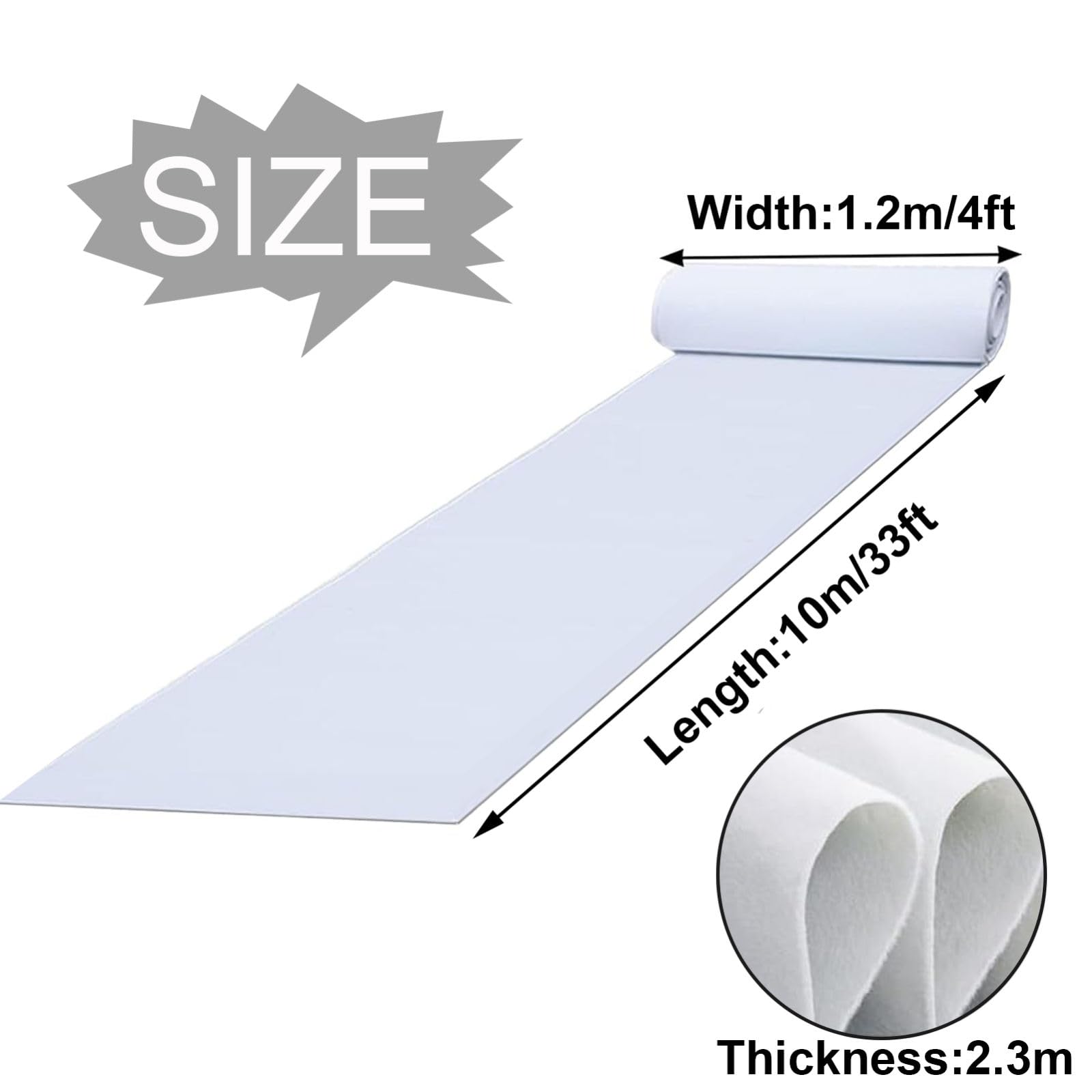 Tapis d'allée de mariage, décorations de mariage, chemin d'allée blanc pour mariages, tapis de sol d'allée de 2,3 mm d'épaisseur, chemin d'allée de mariage pour fête, activité, église,White,1.2x10m