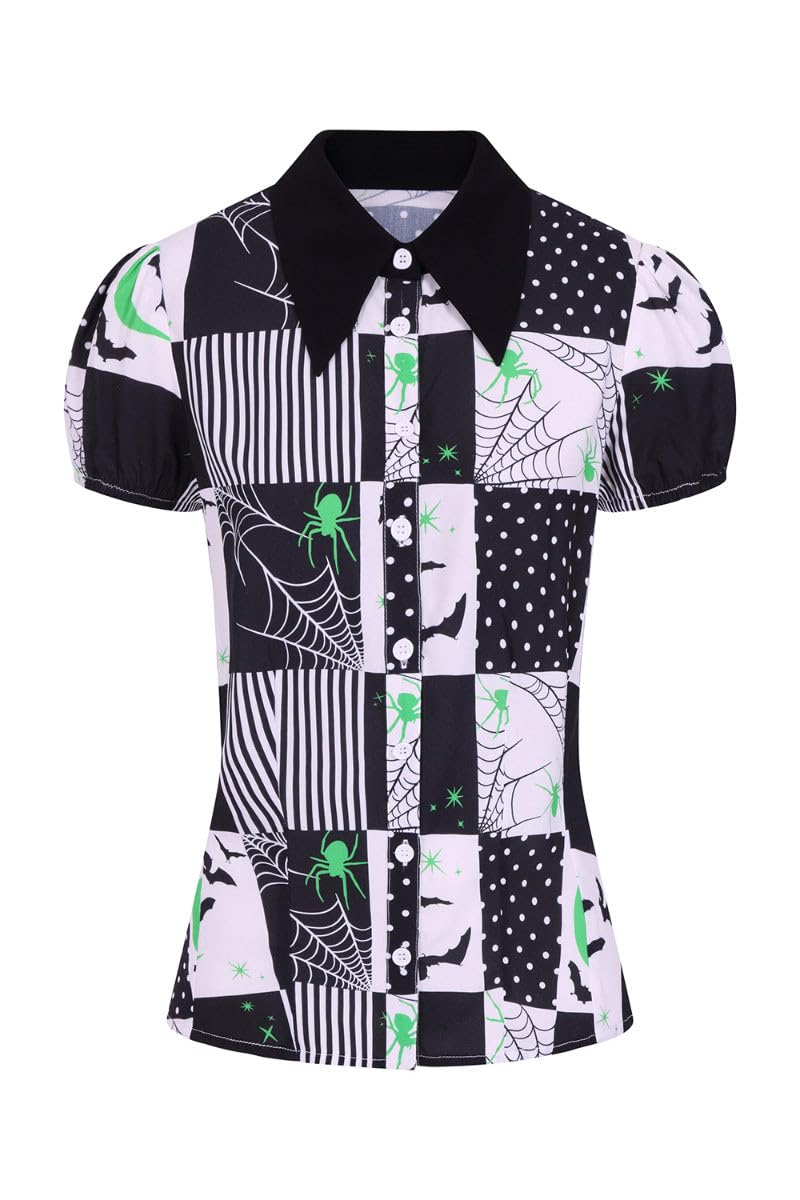 Hell Bunny Unisex Black-White Annie Blouse