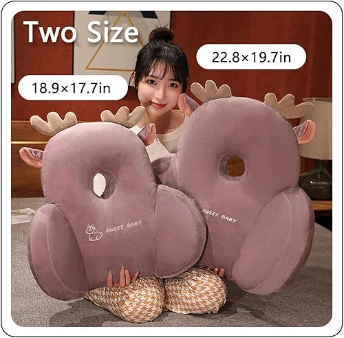 Miniatura 2 de Lindo cojín de respaldo de animal suave almohada de respaldo de felpa con agujero almohada de descanso para respaldo de oficina, silla, asiento de