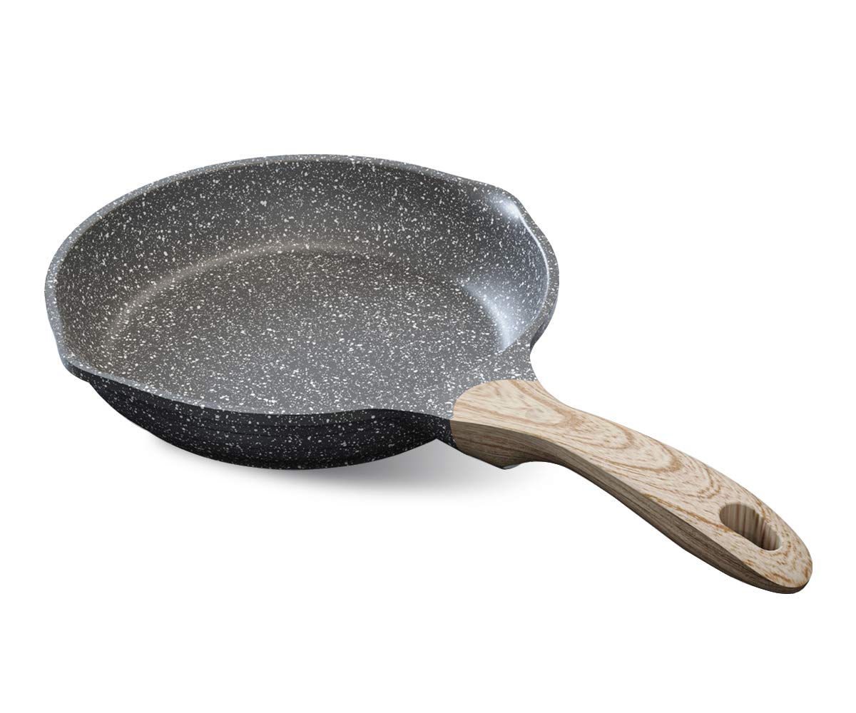 jeetee 10 inch nonstick frying pan stone coating cookware, nonstick omelette pan with heat-resistant handle, induction skillet for eggs (grey)