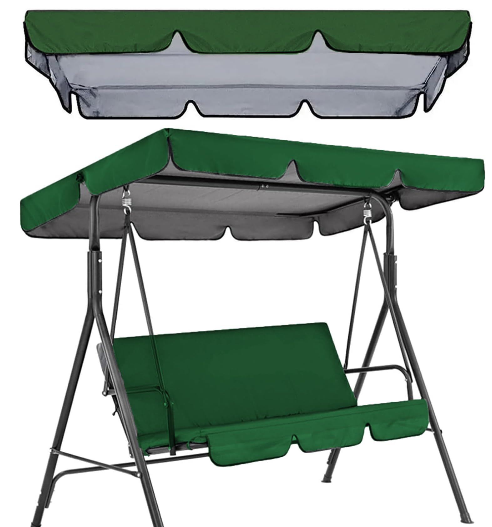 Telo di Ricambio per Altalena da Esterno Copertura Parasole per sedili Compatibile con Vari Modelli Colore Verde Scuro 75x52x6 Pollici.