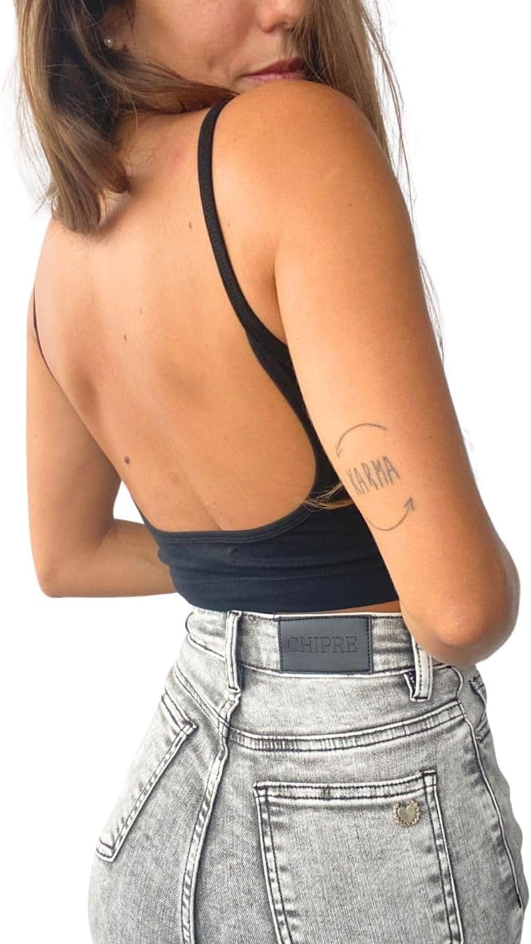 Backless Top Cotton Tank Tops for Women Spaghetti Strap Tank Top Open Back Top Deep V Neck Tops for Women