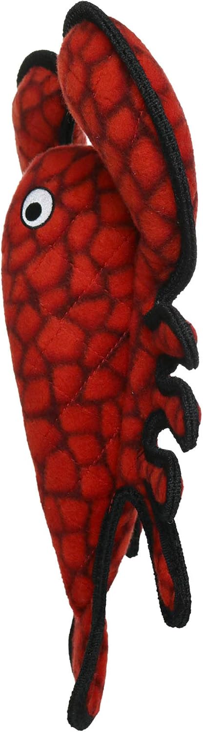 TUFFY - World's Tuffest Soft Dog Toy - Ocean Larry Lobster -Squeakers - Multiple Layers. Made Durable, Strong & Tough. Interactive Play (Tug, Toss & Fetch). Machine Washable & Floats.